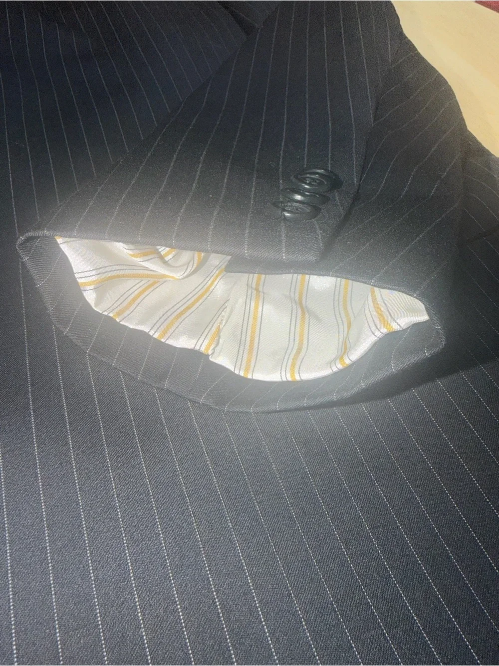 LORO PIANA Super 120 Daniel Cremieux Men 46R Sport Coat Black Stripe Wool Blazer